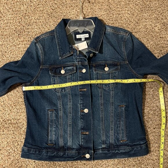 NWT Loft Denim Trucker Jacket in Authentic Dark Wash - Picture 6 of 7